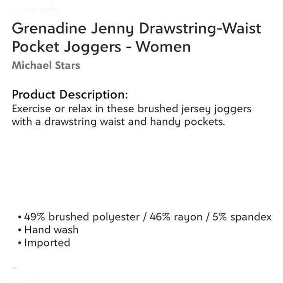 Michael Stars Red Grenadine Jenny Joggers Drawstring Waist Pockets Size Small - Picture 5 of 5